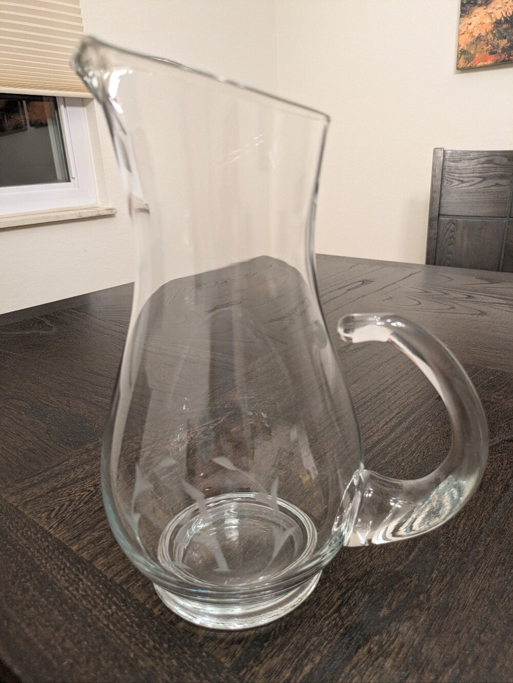 Vintage Clear Glass Pitcher with "A" Monogram